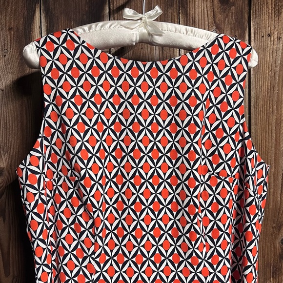 ALYX Retro Geometric Black White Orange Print Sleeveless Sheath Dress Sz 18 - Picture 2 of 6
